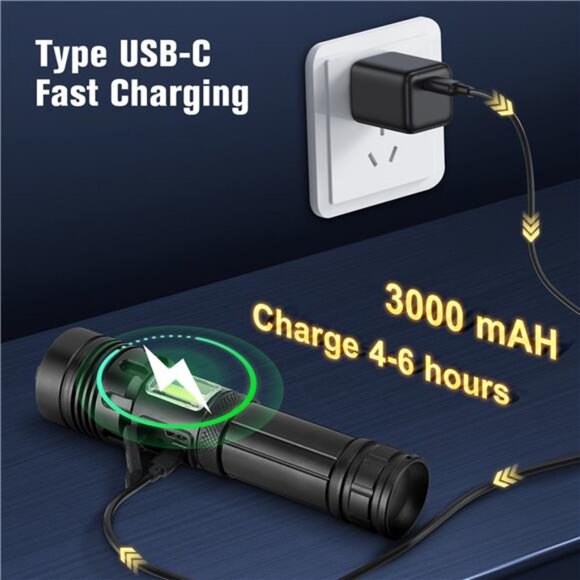 Powerful Flashlight 100000 Lumens, USB Rechargeable Waterproof, Super - Picture 7 of 7